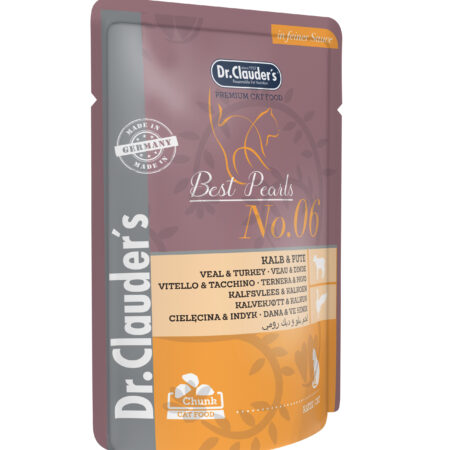 ALIMENTO HÚMEDO TERNERA Y PAVO N.6 BEST PEARLS EN GELATINA 100GR