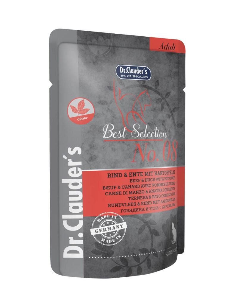 DR. CLAUDER HÚMEDO BEST SELECTION ADULT NO. 8 TERNERA Y PATO CON PATATA 85G POUCH GATO
