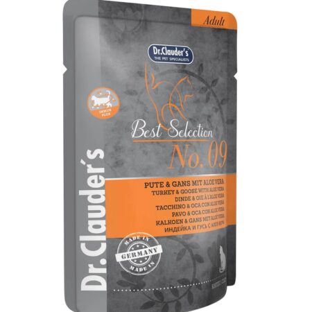 DR. CLAUDER HÚMEDO BEST SELECTION ADULT NO. 9 PAVO Y GANSO CON ALOE VERA 85G POUCH GATO